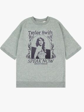 New Official Taylor Swift Heather Gray 'Speak Now' Graphic Crewneck S